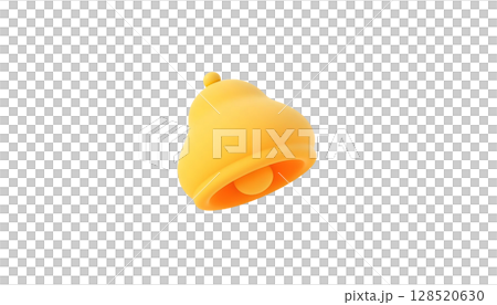 A 3D yellow bell icon placed on a transparent...のイラスト素材 [128520630] - PIXTA