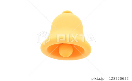 A yellow bell icon, rendered in 3D, transparent background, conveying a tech notification theme 128520632