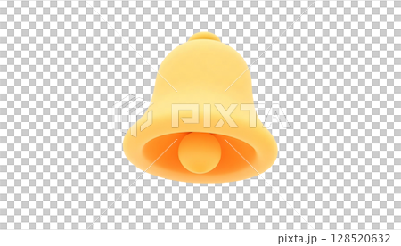 A yellow bell icon, rendered in 3D, transparent background, conveying a tech notification theme 128520632