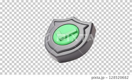 3D shield graphic adorned with a check mark, conveying trust and security in a modern style 3D shield graphic adorned with a check mark, conveying trust and security in a modern style 128520682