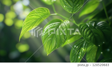 Closeup detail green betel leaves foliage botanical garden 128520683