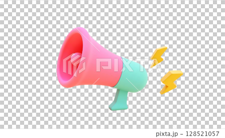 A dynamic pink megaphone with a lightning bolt, emphasizing impactful communication and marketing initiatives 128521057