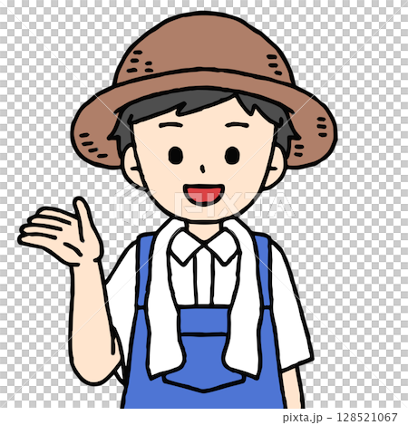 A male farmer is showing us around 128521067