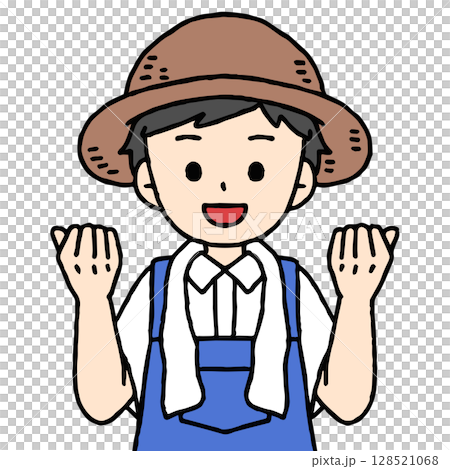 A male farmer is doing a fist pump 128521068