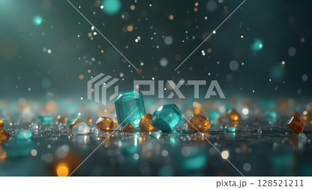 Elegant gemstones of various colors sparkle against a blurred background, creating a sense of luxury and magical wonder, enhanced with floating glitter Elegant gemstones of various colors sparkle against a blurred background, creating a sense of luxury and magical wonder, enhanced with floating glitter 128521211