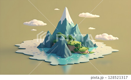 Stylized Isometric Landscape Featuring Snow-Capped Mountains Lush Greenery Islands and Serene Waters a Nature-Inspired Scene Depicting Natural Beauty in a Minimalistic Style Stylized Isometric Landscape Featuring Snow-Capped Mountains Lush Greenery Islands and Serene Waters a Nature-Inspired Scene Depicting Natural Beauty in a Minimalistic Style 128521317