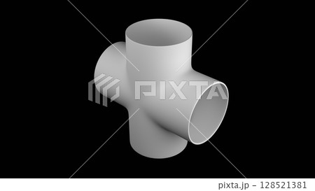 十字型のパイプの3Dイラスト 十字型のパイプの3Dイラスト 128521381