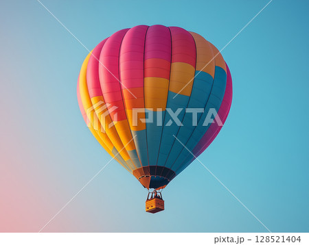 青空を飛ぶカラフルな熱気球 青空を飛ぶカラフルな熱気球 128521404