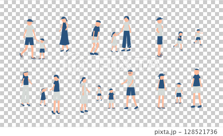 Illustration set of family spending summer 128521736