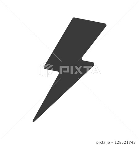 黒い雷マークのアイコン - 電気や電力、痛みやイライラ、チクチク刺さる稲妻マークのイメージイラスト 128521745