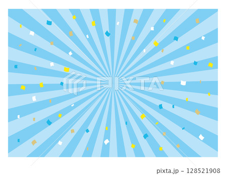 紙吹雪と青の集中線の背景素材 紙吹雪と青の集中線の背景素材 128521908