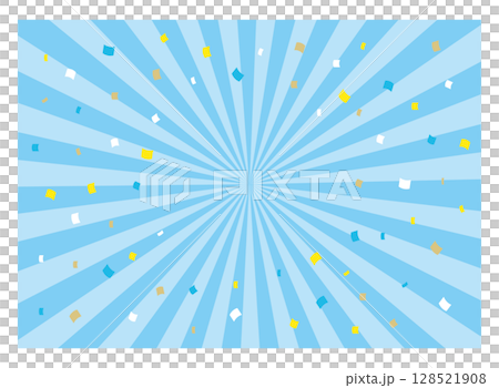 紙吹雪と青の集中線の背景素材 紙吹雪と青の集中線の背景素材 128521908