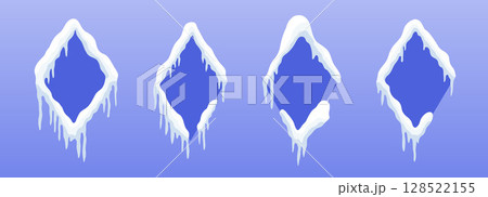 Versatile Snow-Capped Banners: Customizable rhombus Winter Ad Designs Versatile Snow-Capped Banners: Customizable rhombus Winter Ad Designs 128522155