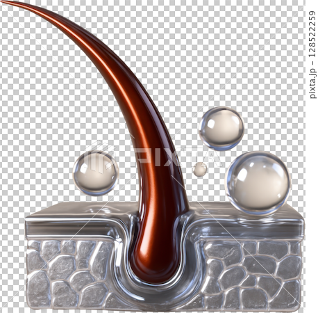 Detailed 3D illustration of hair follicle with active ingredients for growth 128522259
