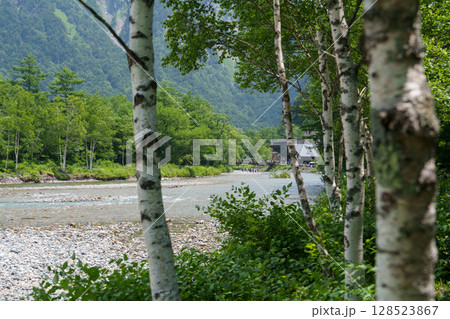 7月の上高地　梓川とかっぱ橋 128523867