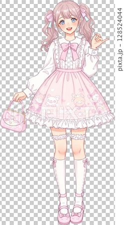a girl with a pink skirt 128524044