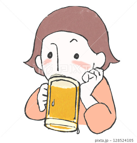ビールを飲む女性 128524105