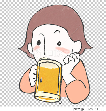 ビールを飲む女性 128524105