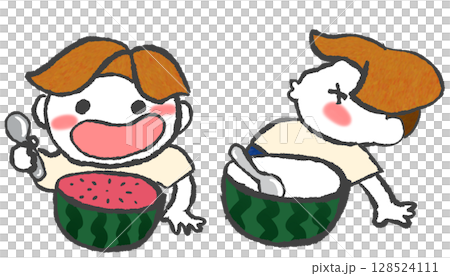 吃西瓜的男孩 吃西瓜的男孩 128524111