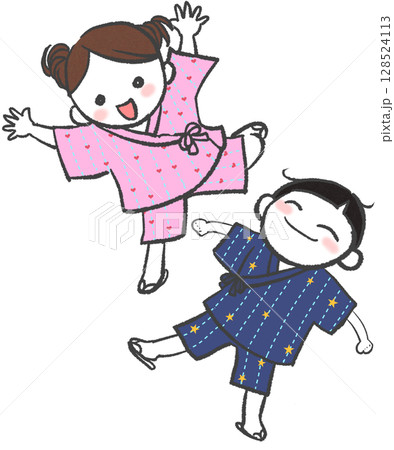 甚平を着た女の子と男の子 128524113