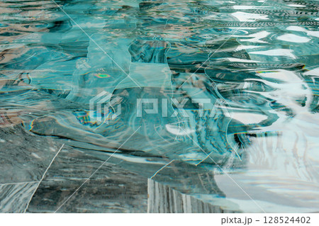 Rippling water surface with soft waves, Hanoi Vietnam 128524402