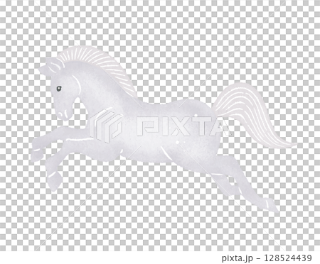 走る白い馬　ウマ　うま　午　white horse 128524439