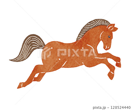 走る茶色い馬 ウマ 午 brown horse 走る茶色い馬 ウマ 午 brown horse 128524440