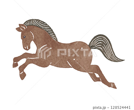 走る茶色い馬 ウマ うま 午 dark brown horse 走る茶色い馬 ウマ うま 午 dark brown horse 128524441