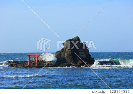 赤い鳥居と青い海 赤い鳥居と青い海 128524555