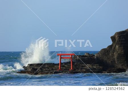 赤い鳥居と青い海 赤い鳥居と青い海 128524562