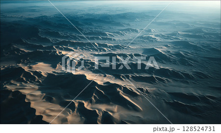 砂漠の壮大な地形と空のグラデーション 128524731