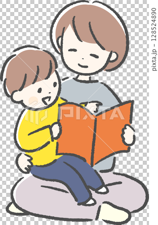 絵本を読む親子 128524890