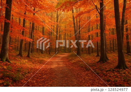 紅葉した森 紅葉した森 128524977