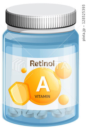 Vitamin A Retinol Supplement Bottle Vector Illustration Vitamin A Retinol Supplement Bottle Vector Illustration 128525393