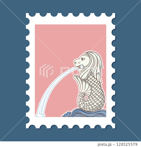 Mythical Creature Fountain on Postage Stamp 128525579