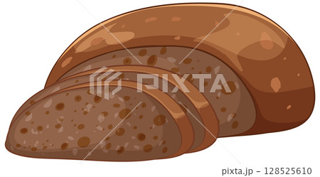 Sliced Whole Grain Bread Vector Illustration 128525610