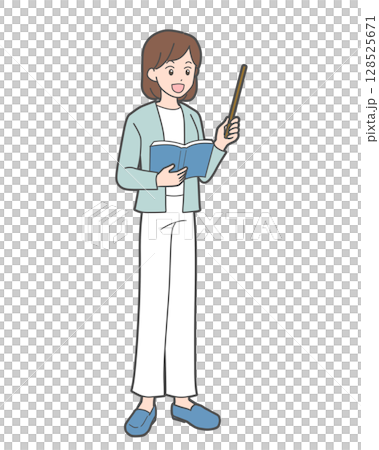 一位穿著西裝的女士用指針解釋某件事 128525671