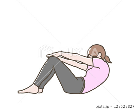 腹筋運動をする女性のイラスト 腹筋運動をする女性のイラスト 128525827