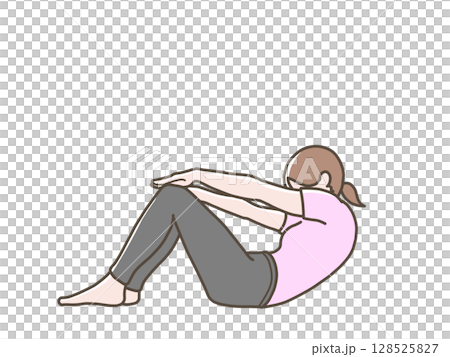 腹筋運動をする女性のイラスト 腹筋運動をする女性のイラスト 128525827