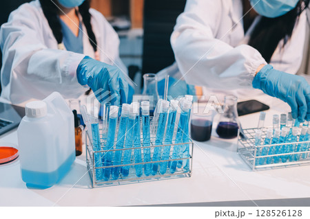 Modern Empty Science Laboratory With Microscopes, Test Tubes And Other Laboratory Equipments Modern Empty Science Laboratory With Microscopes, Test Tubes And Other Laboratory Equipments 128526128