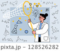Scientist catches ideas and formulas with a net 128526282