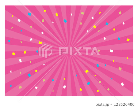 紙吹雪とピンクの集中線の背景素材 紙吹雪とピンクの集中線の背景素材 128526400