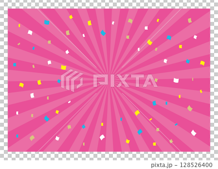 紙吹雪とピンクの集中線の背景素材 紙吹雪とピンクの集中線の背景素材 128526400