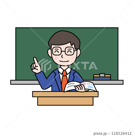 学校生活_授業をする先生_男性 128526412