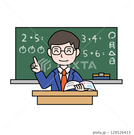 学校生活_算数の授業をする先生_男性 128526413