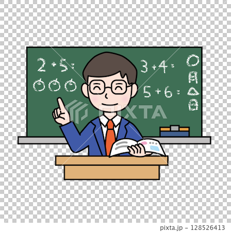 学校生活_算数の授業をする先生_男性 128526413