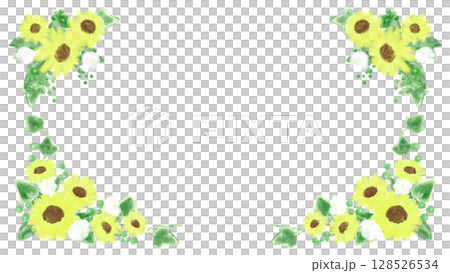 夏季可愛向日葵裝飾框架插圖 128526534