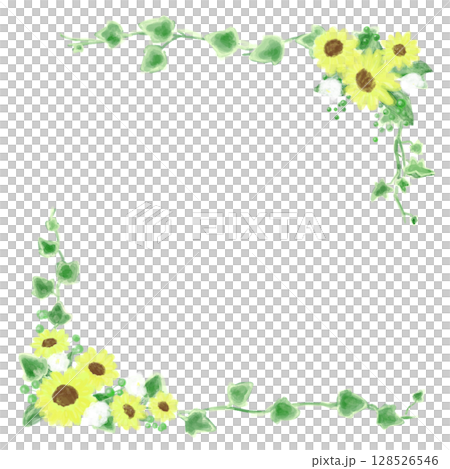 Summer cute sunflower decorative frame illustration Summer cute sunflower decorative frame illustration 128526546