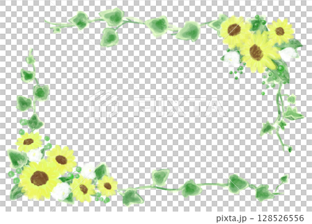 Summer cute sunflower decorative frame illustration 128526556