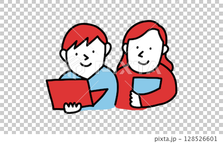 Parent and child, teacher and student, adult and child, 2 people Parent and child, teacher and student, adult and child, 2 people 128526601